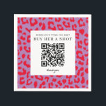 Red and Lila Girly Leopard Print Bachelorette Pappersservett<br><div class="desc">Vänd- och roligt- och lila leopard-tryck dekorerar dessa servetter från bachelorette-partiet. Ta ut dessa servetter med besättningen på bachelorette-festnatten och se hur många främlingar som skickar pengar till bruden genom att skanna denna QR-kod för en mindre läskig metod för att få tag på drycker som köps för bruden eller brudens...</div>