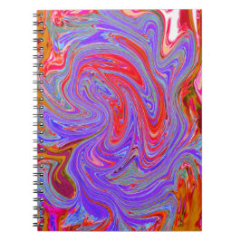 Red and Lila Groovy Abstrakt Retro Art Anteckningsbok