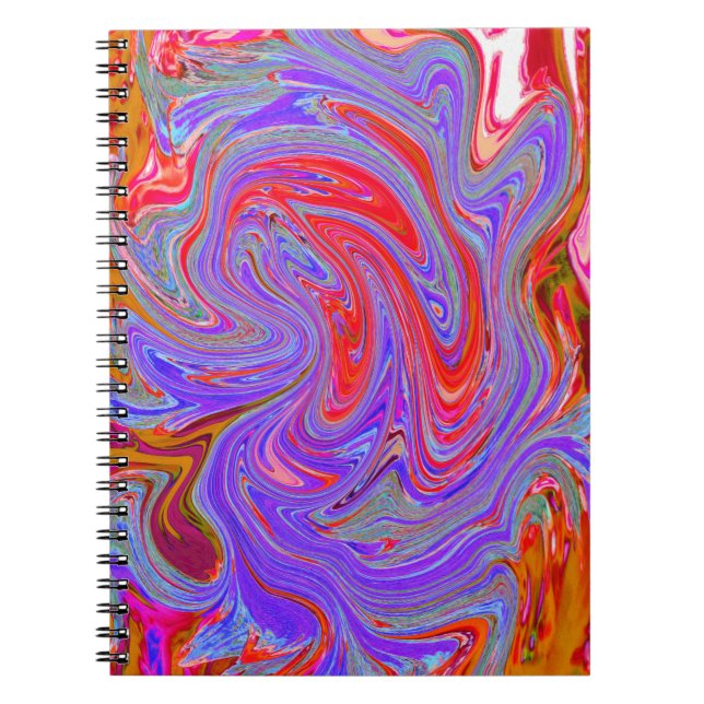 Red and Lila Groovy Abstrakt Retro Art Anteckningsbok (Framsidan)