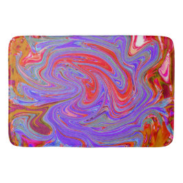 Red and Lila Groovy Abstrakt Retro Art Badrumsmatta