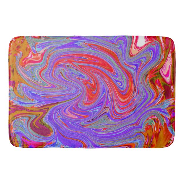 Red and Lila Groovy Abstrakt Retro Art Badrumsmatta (Framsidan)