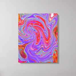 Red and Lila Groovy Abstrakt Retro Art Canvastryck