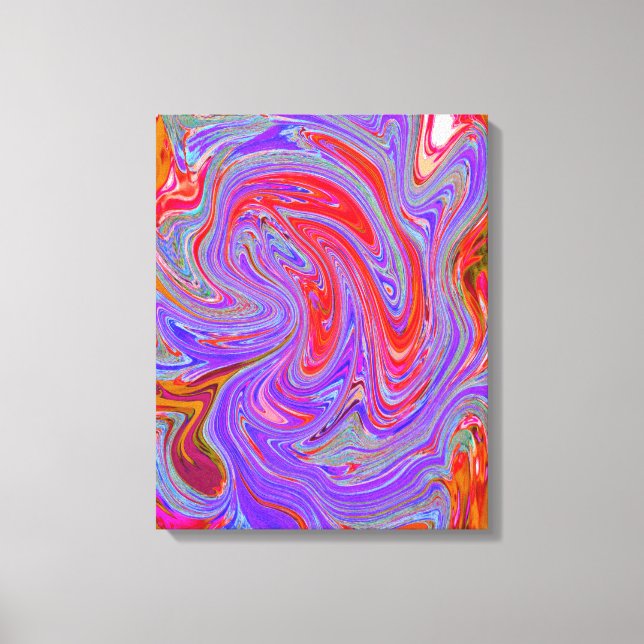 Red and Lila Groovy Abstrakt Retro Art Canvastryck (Framsida)