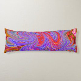 Red and Lila Groovy Abstrakt Retro Art Kroppskudde