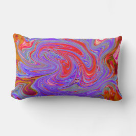 Red and Lila Groovy Abstrakt Retro Art Lumbarkudde