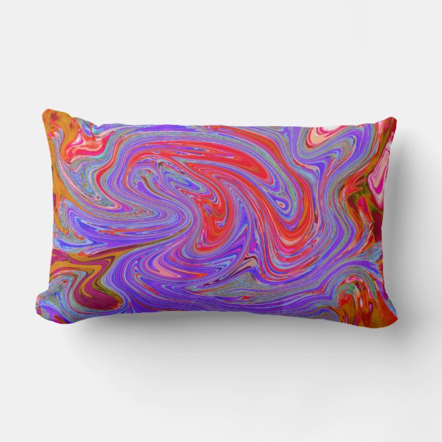 Red and Lila Groovy Abstrakt Retro Art Lumbarkudde (Framsida)