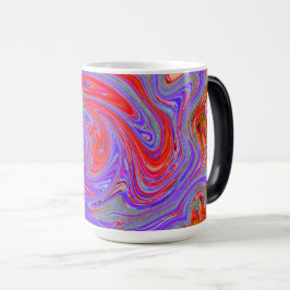 Red and Lila Groovy Abstrakt Retro Art Magisk Mugg