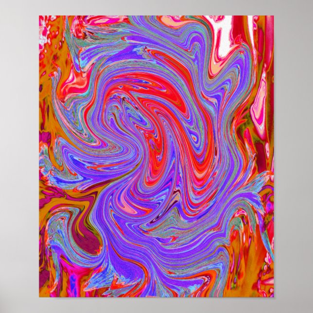 Red and Lila Groovy Abstrakt Retro Art Poster (Framsidan)