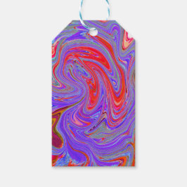 Red and Lila Groovy Abstrakt Retro Art Presentetikett