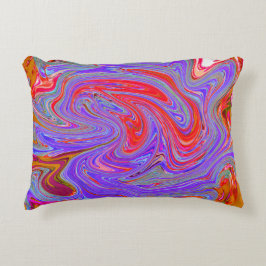 Red and Lila Groovy Abstrakt Retro Art Prydnadskudde