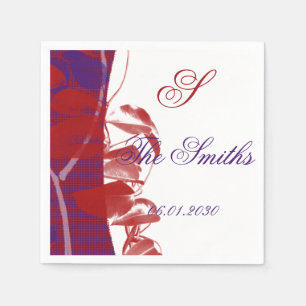 Red and Lila Löv Design Bröllop Napkin Pappersservett