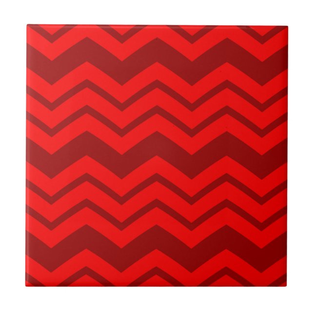 Red and Maroon Zigzag Chevron Design Kakelplatta (Framsidan)