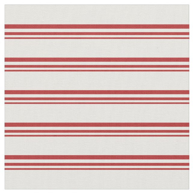 Red and Mint Cream Linted/Stripe Mönster Tyg (Närbild)