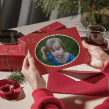 Red and Mint Grönt Photo Scalloped jul Photo