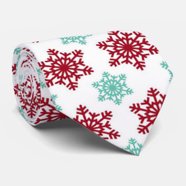 Red and Mint Grönt Snöflingor jul Slips