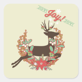Red and Mint Hjort jul-Helgdag Fyrkantigt Klistermärke