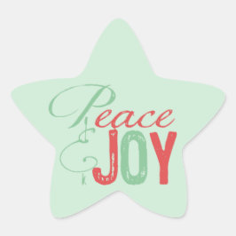 Red and Mint Peace and Joy Helgdag Star Stickers Stjärnformat Klistermärke