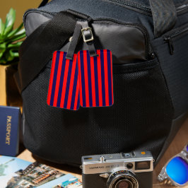 Red and Navy Blue Nautical Stripes Bagagebricka