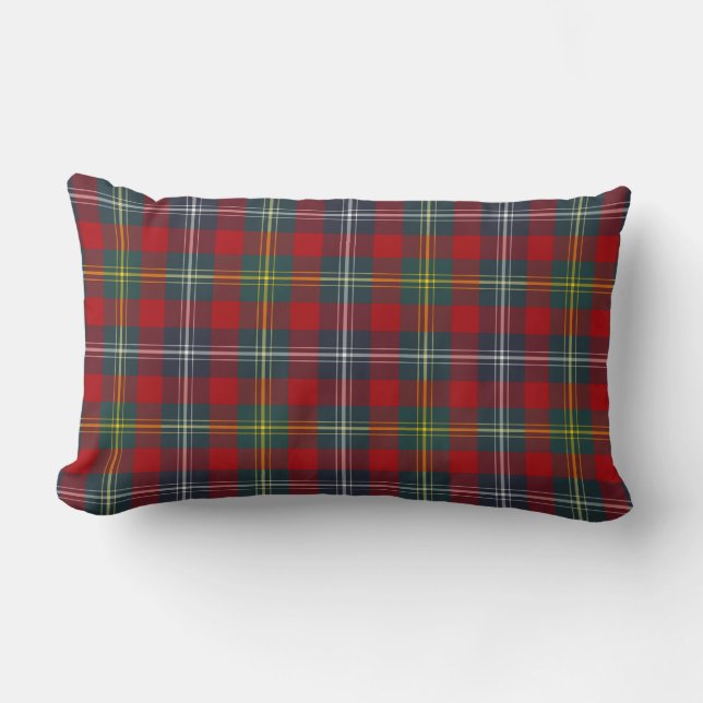 Red and Navy Blue Play Klan Foster Tartan Lumbarkudde (Framsida)