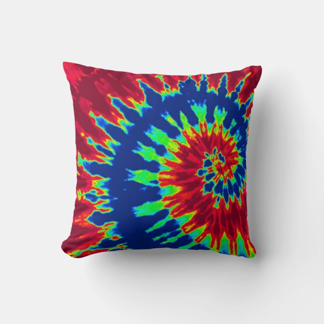 Red and Navy Blue Spiral Tie Dye Pillow Kudde (Framsida)