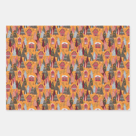 Red and Orange Christmas Forest Village