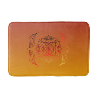 Red and Orange Ethereal Embers Floral Mandala Badrumsmatta