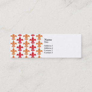 Red and Orange Fleur de Lis Mönster Mini Visitkort
