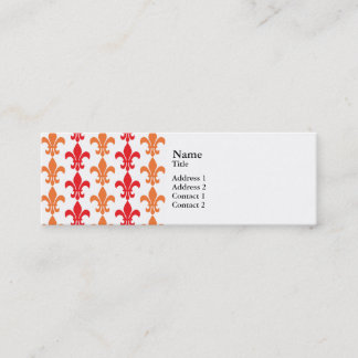 Red and Orange Fleur de Lis Mönster Mini Visitkort