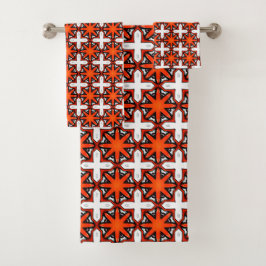 Red and orange geometric pattern Towel