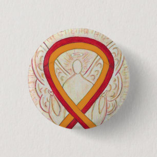 Red and Orange Ribbon Awareness Angel Stift Knapp