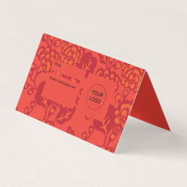 Red and Orange Vibrant, Fold Blommönster Sign Visitkort