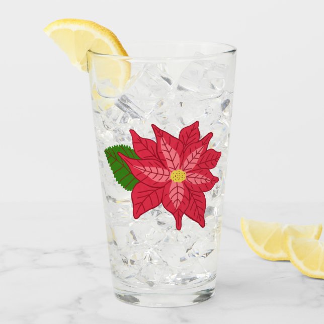 Red and Pink Christmas Poinsettia Glaskopp (Framsida Ice)