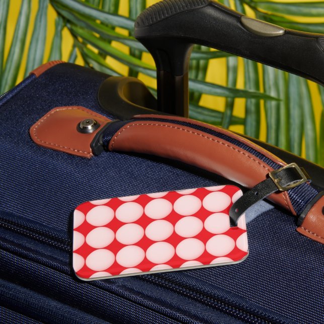 Red and Pink Polka Dot Pattern Bagagebricka (Framsida Insitu 3)