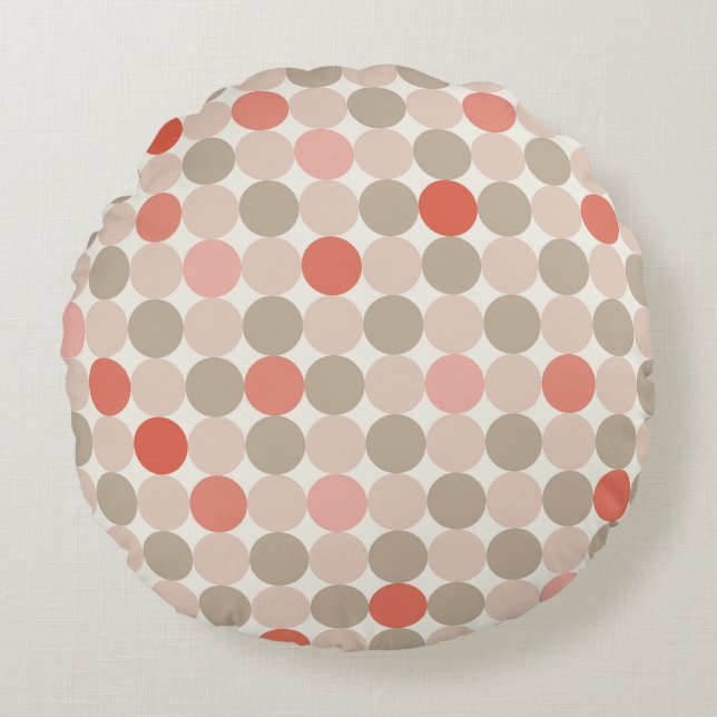 Red and pink Scandinavian Circles Round Pillow Rund Kudde (Framsidan)