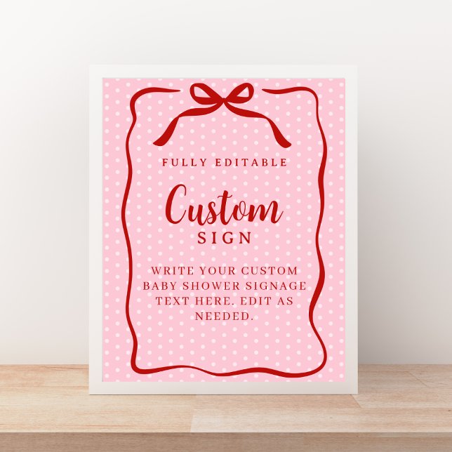 Red and Pink Valentines Baby Shower Custom Sign Poster (Skapare uppladdad)
