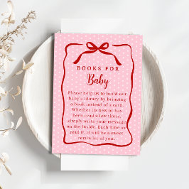 Red and Pink Valentines Books For Baby Shower Tilläggskort