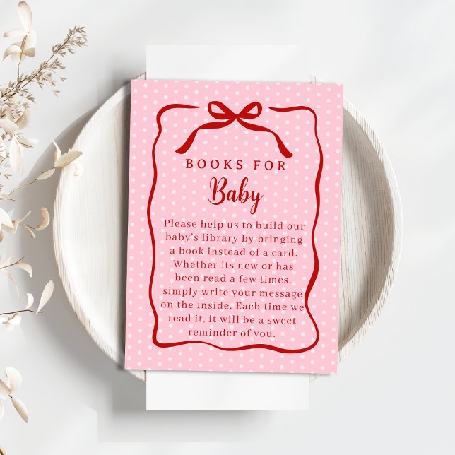 Red and Pink Valentines Books For Baby Shower Tilläggskort (Skapare uppladdad)