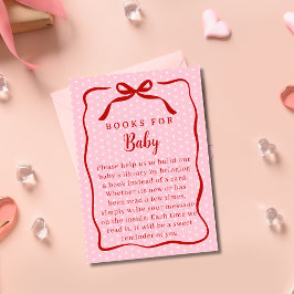 Red and Pink Valentines Books For Baby Shower Tilläggskort