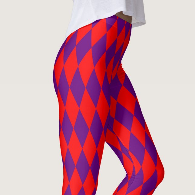 Red and Purple Harlequin Checkered Design  Leggings (Skapare uppladdad)