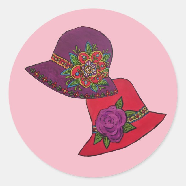 Red and Purple Hat Runt Klistermärke (Framsida)
