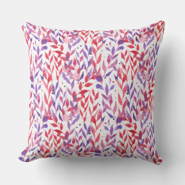 Red and Purple Palm Leaves Kudde (Framsida)