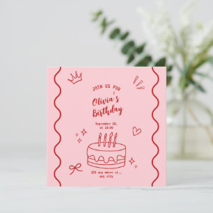 Red and Rosa Birthday Spara Datumet