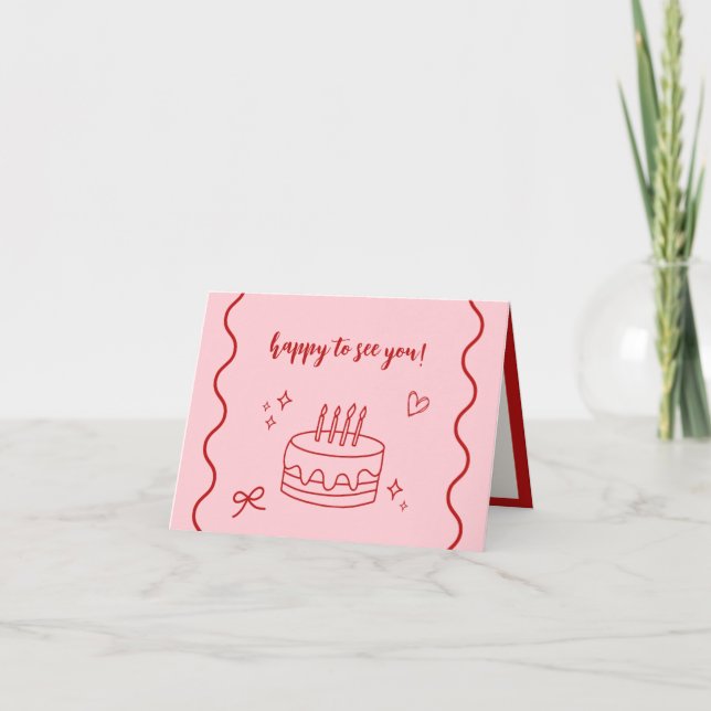 Red and Rosa Birthday Tack Kort (Framsida)