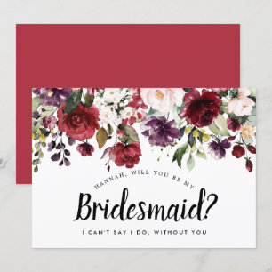 Red and Rosa Blommigt.. blir du mitt Bridesmaid Ca Inbjudningar