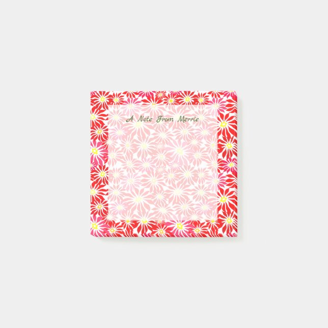 Red and Rosa Blommigt Poinsettia Helgdag Pos Post-it Block (Framsida)
