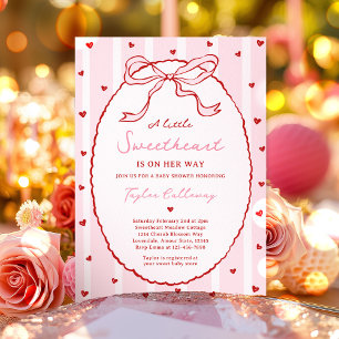 Red and Rosa Coquette Bow Valentines babyskor Inbjudningar