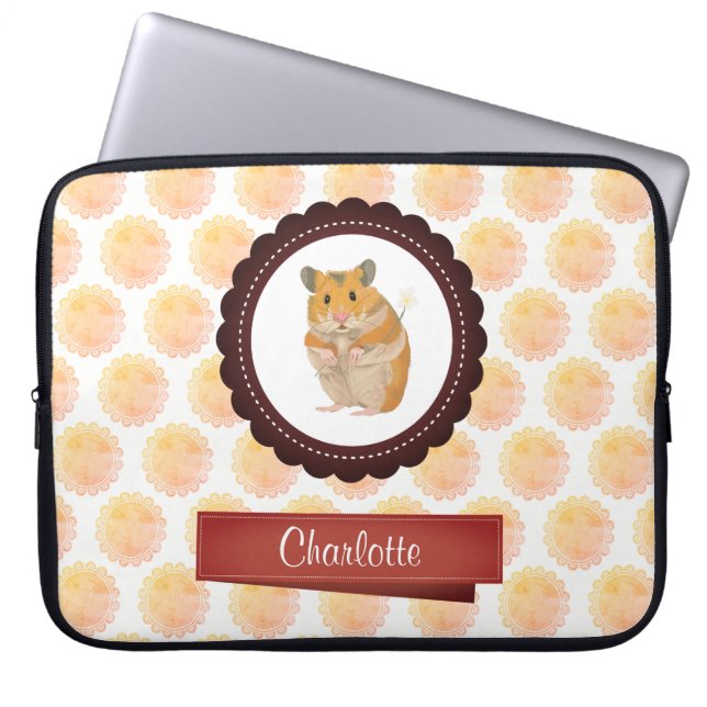 Red and Rosa Girls Hamster Laptop Sleeve (Framsidan)