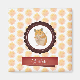 Red and Rosa Girls Hamster Magnet