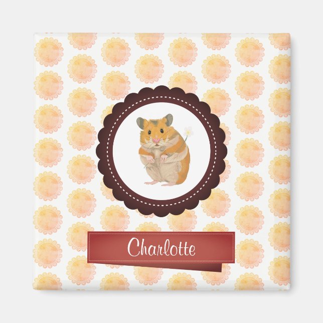 Red and Rosa Girls Hamster Magnet (Framsidan)