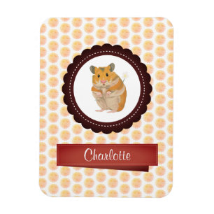 Red and Rosa Girls Hamster Magnet